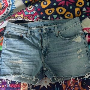 Levi's Light Blue Distressed Jean Shorts